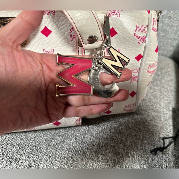 MCM Visetos Handbag in White and Pink - Picture 2 of 16